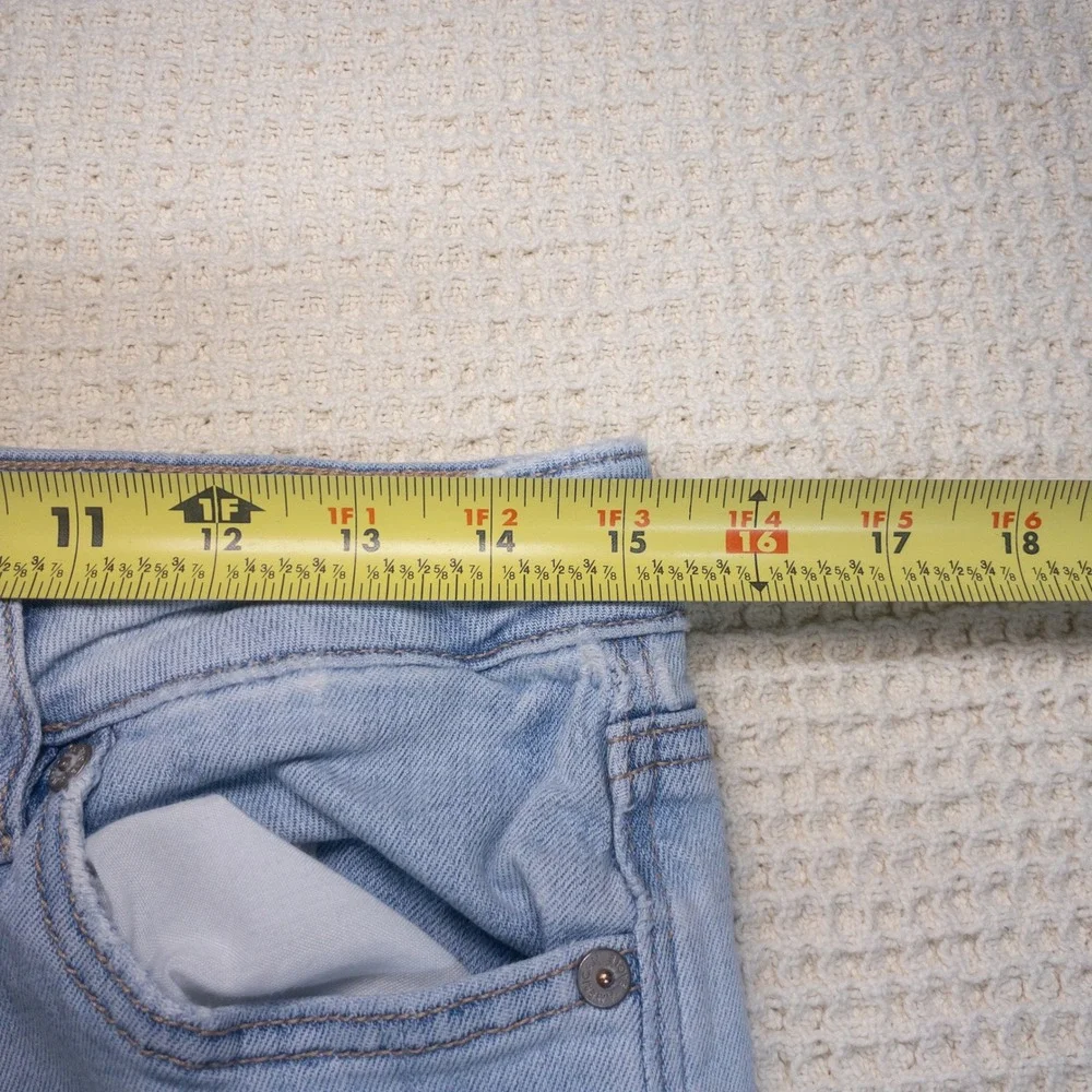 American Eagle Wide Leg High Rise Light Wash Raw Hem Jeans Women 2 Regular